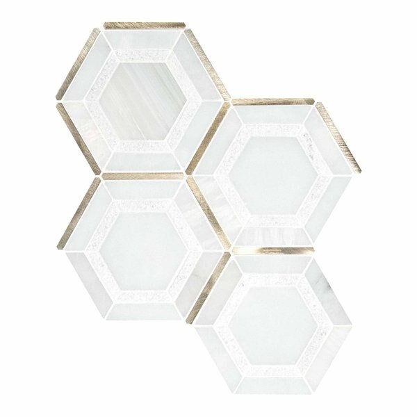 Medici Gold Pattern SAMPLE Stone Metal Blend Mesh-Mounted Mosaic Tile, Msi, Mfr#: ZOR-MD-0328-SAM